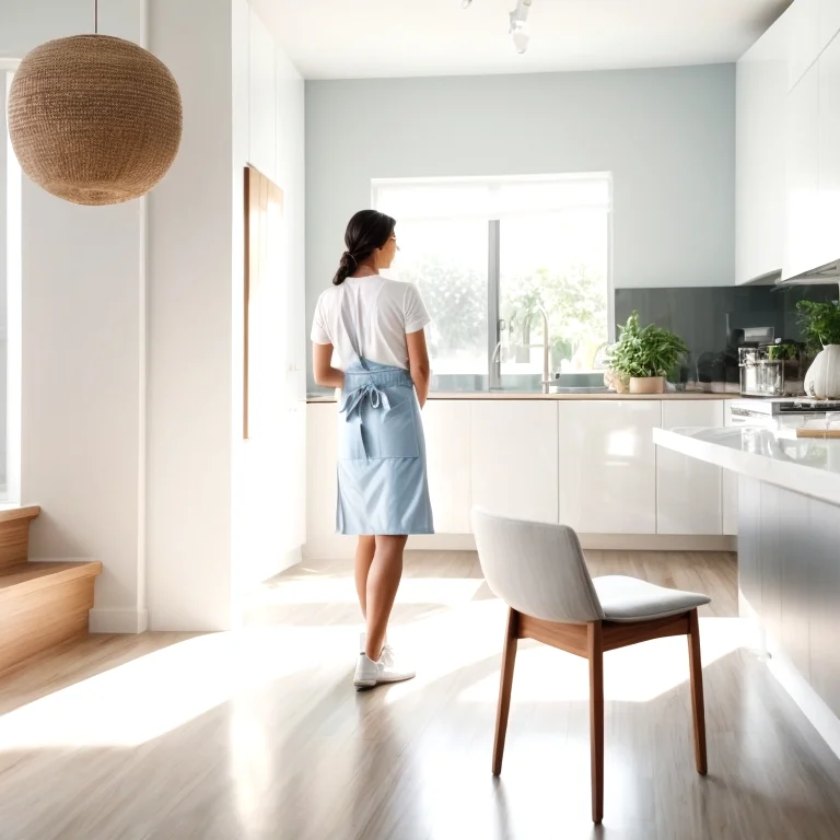 清掃用具が並んだ作業台