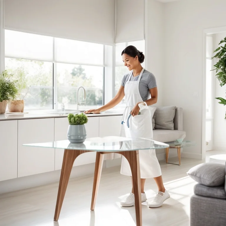 スタッフがキッチンを清掃する様子